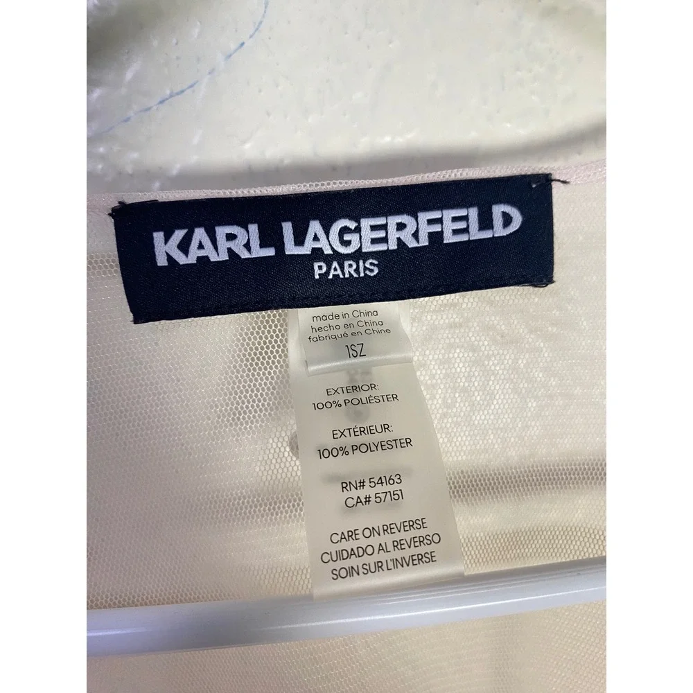 Karl Lagerfeld Paris Sheer Mesh Pearl Embellished Shrug Kimono Balletcore OS